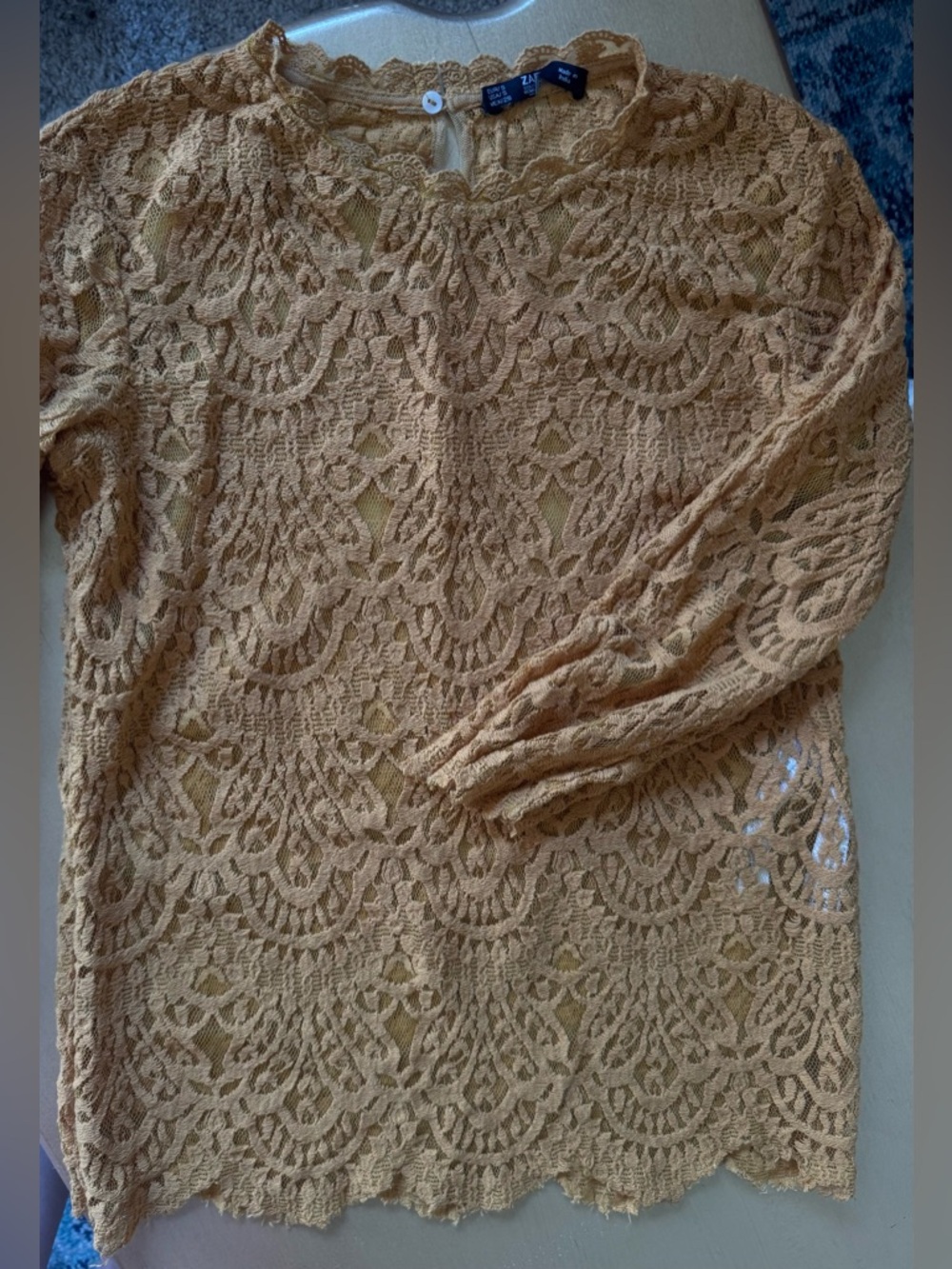 Zara Lace mustard yellow long sleeve